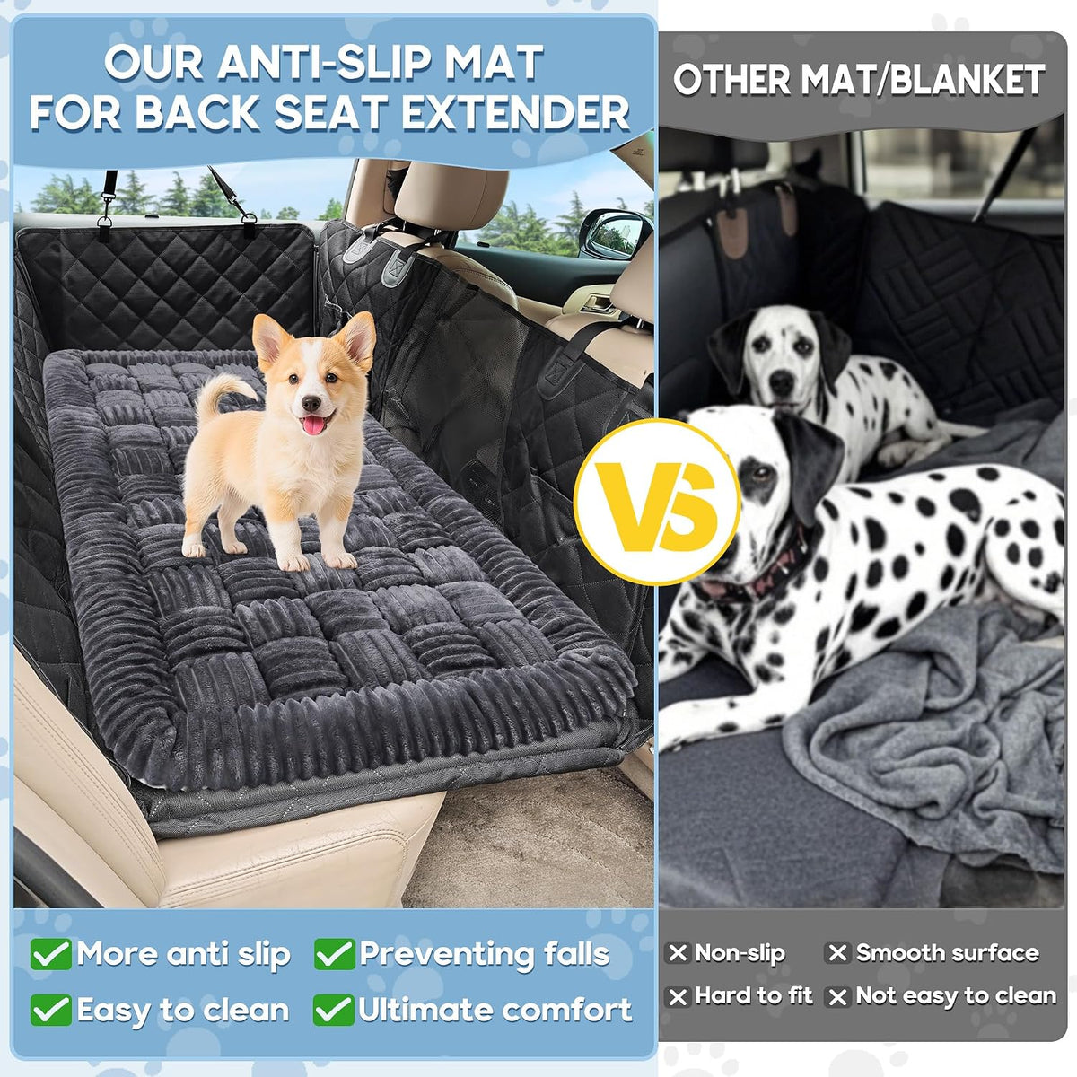 Dog Car Bed Mat Non-Slip Backseat Extender Dog Bed 56X28.7 Gray