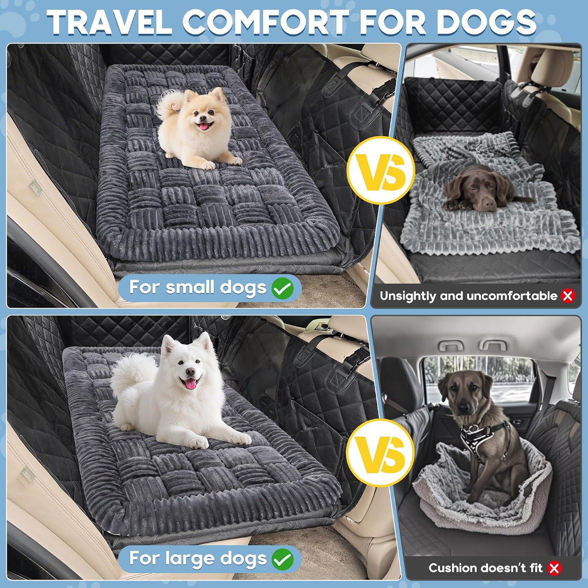 Dog Car Bed Mat Non-Slip Backseat Extender Dog Bed 56X28.7 Gray