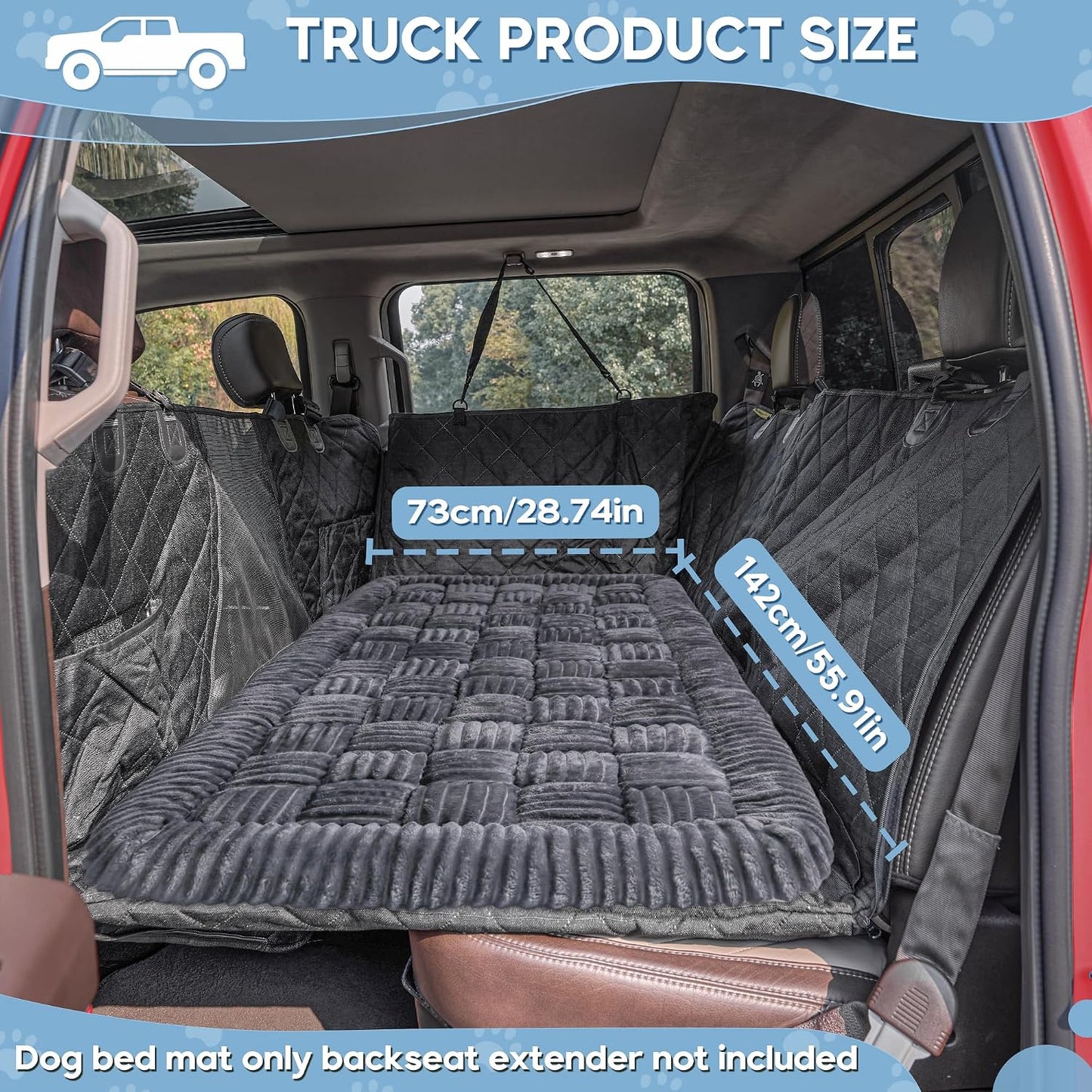 Dog Car Bed Mat Non-Slip Backseat Extender Dog Bed 56X28.7 Gray