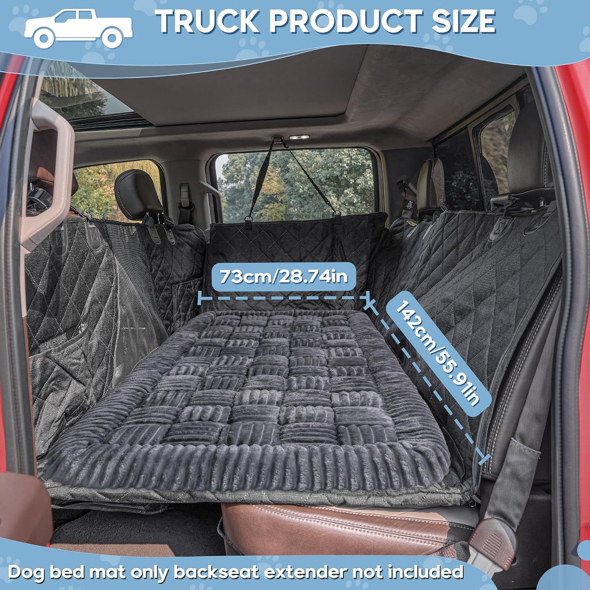 Dog Car Bed Mat Non-Slip Backseat Extender Dog Bed 56X28.7 Gray